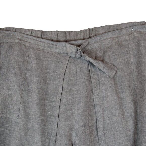Pure Jill Gray Taupe Cropped Wrap Pants Size 4X Linen Blend Soft Wide Leg - Picture 2 of 12